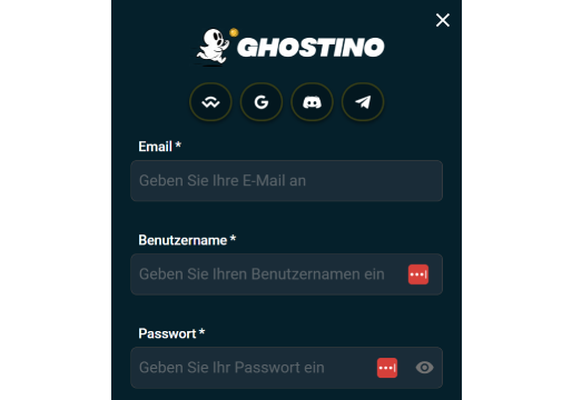 Ghostino Registrierung